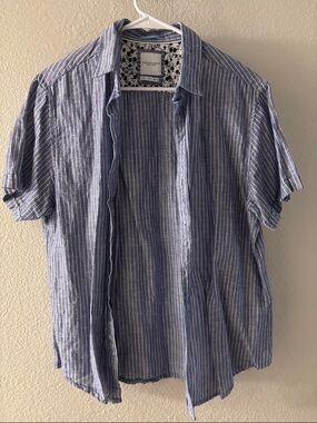 Club Room Blue Stripe Short-Sleeve Button-Down Shirt